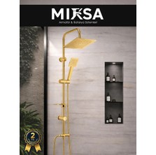 Mixsa Full Gold Lüx Kare Robot Tepe Duş Seti, Kolay Kurulumlu