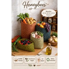 Home Tekrar Kullanılabilir Doğal Balmumlu Gıda Saklama Kesesi, Streç Film Alternatifi 4'lü Kumaş Kese