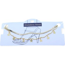 Nkie Jewels Altın Renk Italyan Birbirine Ekli Yıldız Çelik Halhal - 3462