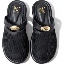 Ne&Ve Shoes Siyah File Toka Detaylı Kadın Sabo Terlik
