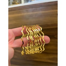 Nkie Jewels Altın Renk 6 Adet 22 Ayar Kaplama Zikzak Ajda Bilezik Bileklik 22 Cm.  - 3288-6