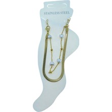 Nkie Jewels Altın Renk Italyan Kalp Top Çelik Halhal - 3495