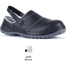Mekap Pro Slipper 210-03 S1 Src Siyah Mikrofiber Deri Çelik Burun Sabo Iş Terlik Sandalet
