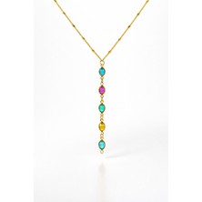 Nkie Jewels Altın Renk Ezme Zincir Sıralı Oval Ye Model Çelik Kolye - 3831