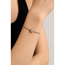 Nkie Jewels Gümüş Renk Sf Küp Zincir Unisex Çelik Bileklik - 3384