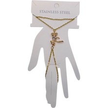 Nkie Jewels Altın Renk  Fiyonk Beyaz Taş Çelik Şahmeran - 3509