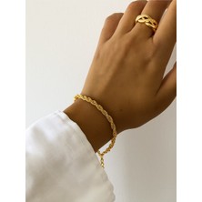 Nkie Jewels Altın Renk Burgu Unisex Çelik Bileklik - 3354