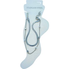 Nkie Jewels Gümüş Renk Italyan Küp Inci Çelik Halhal - 3493