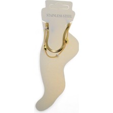 Nkie Jewels Altın Renk Italyan Kesme Silindir Inci Çelik Halhal - 3461