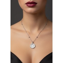 Nkie Jewels Gümüş Renk Beyaz Mineli Ay Yıldız Model Top Zincir Çelik Kolye - 3775