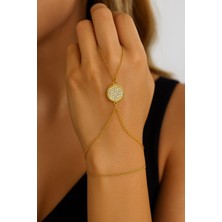 Nkie Jewels Altın Renk Yuvarlak Beyaz Taş Sf Sf Zincir Çelik Şahmeran - 3502