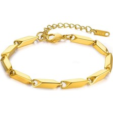 Nkie Jewels Altın Renk Melon Çelik Hip Hop Kavun Tohum Unisex Elmas Bambu Zincir Çelik Bileklik - 3305