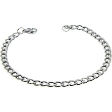 Nkie Jewels Gümüş Renk Cuban Paslanmaz Çelik Unisex Erkek Zincir Çelik Bileklik - 2801