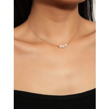 Nkie Jewels Altın Renk Yuvarlak Dorikalı 3 Incili Sf Dekor Kolye - 2120