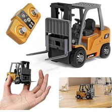 LRS Store 1/64 Ölçek Metal Gövde Uzaktan Kumandalı Forklift Araba-6 Kanal Kontrollü Şarjlı Mini Iş Makinası
