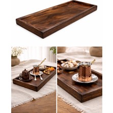 Iskandinav Tarzı Doğal Ahşap El Yapımı Rustik Kahve Tepsisi Dekoratif Çok Amaçlı Tepsi