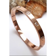 Nkie Jewels Alaşım Kartier Kelepçe Taşlı Bileklik Rose