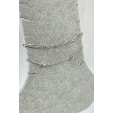Nkie Jewels Gümüş Renk Ezme ve Top Zincir Çelik Halhal - 3262