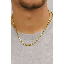 Nkie Jewels Altın Renk Kesik Arpa Unisex Çelik Kolye - 3351