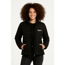 Pileli Store Pilelistore- Mikro Su Itici Kapitone Baskılı Astarlı Fermuarlı Bomber Mont - Siyah