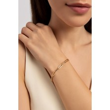Nkie Jewels Altın Renk Kalın Ataç  Unisex Çelik Bileklik - 3366