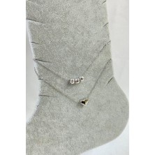 Nkie Jewels Gümüş Renk Dorika Kalp Model Sf Zincir Çelik Halhal - 3263