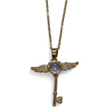 Nkie Jewels Altın Renk Kanat Anahtar Model Sf Zincir Çelik Kolye - 3684