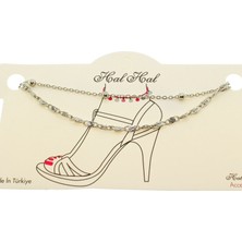 Nkie Jewels Gümüş Renk Top ve Espancer Zincir Halhal - 1898