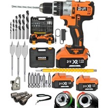 Mager Akülü Vidalama Darbeli Yedek Akülü Çantalı 32 Parça Set Hediyeli Şarjlı Matkap