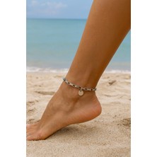 Nkie Jewels Gümüş Renk Küp Zincir Pul Çelik Halhal - 3439