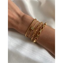 Nkie Jewels Küp Detaylı Dörtlü Kombin Bileklik
