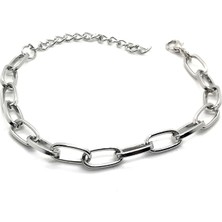 Nkie Jewels Gümüş Kaplama Zarif Oval Dikdörtgen Zincir Bileklik