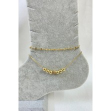 Nkie Jewels Altın Renk Küre Yıldız Model Singapur ve Sf Zincir Çelik Halhal - 3248