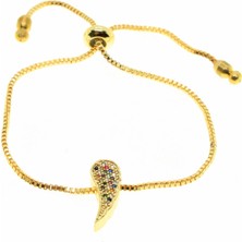 Nkie Jewels Altın Renk Renkli Taş Damla Göz Yaşı Model Asansör Zirkon Bileklik - 2050