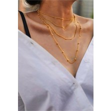 Nkie Jewels Kadın Altın Yaldız Kolye Seti