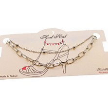 Nkie Jewels Gümüş Renk Top ve Oval Dikdörtgen  Zincir Halhal  - 1820