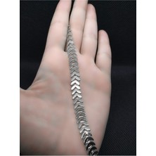 Nkie Jewels Balık Kılçığı Yassı Gümüş Kaplama Künye Bileklik Kılçık 956