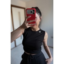 Yumuş Pr Fitilli Crop Atlet Siyah