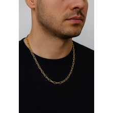 Nkie Jewels Altın Renk Oval Dikdörtgen Unisex Çelik Kolye - 3359