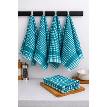 Lila Moon Turkuaz Renkli Pamuklu Pöti Kareli 4'lü Peçete, Kurulama Bezi, Beslenme Örtüsü