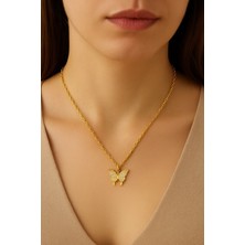 Nkie Jewels Altın Renk Kelebek Sf Zincir Çelik Kolye - 3665