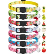 Calperia 7'li Güvenlikli Zilli Kedi Tasmaları, Ayarlanabilir ve Sevimli Tasarımlar