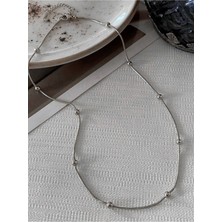 Nkie Jewels Gümüş Renk Kararmaz Paslanmaz Çelik Dorika Zincir Çelik Kolye- 3199