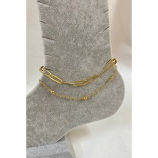 Nkie Jewels Altın Renk Ataç ve Top Zincir Çelik Halhal - 3240