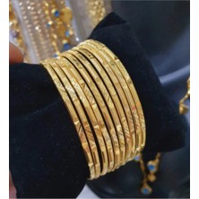 Nkie Jewels Altın Renk 22 Ayar Kaplama Baklava Desenli Ajda Bilezik 22 Cm. 3 Adet - 3286