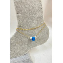Nkie Jewels Altın Renk Inci Bodrum Boncuk Model Singapur ve Sf Zincir Çelik Halhal - 3241