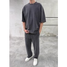 Difransel Jeans Yıkamalı Basic Siyah Eşofman Takımı