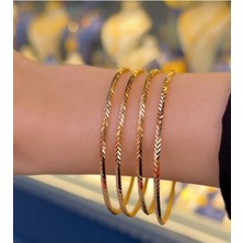 Nkie Jewels Altın Renk 22 Ayar Kaplama Başak Desenli Ajda Bilezik 22 Cm. 3 Adet - 3287