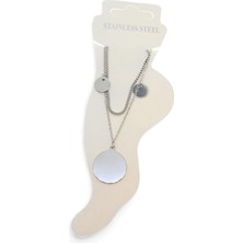 Nkie Jewels Gümüş Renk Asansör Sf Büyük Pul 2 Küçük Pul Çelik Halhal - 3481