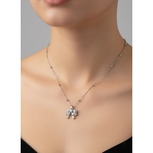 Nkie Jewels Gümüş Renk Baget Fiyonk Model Top Zincir Çelik Kolye - 3764